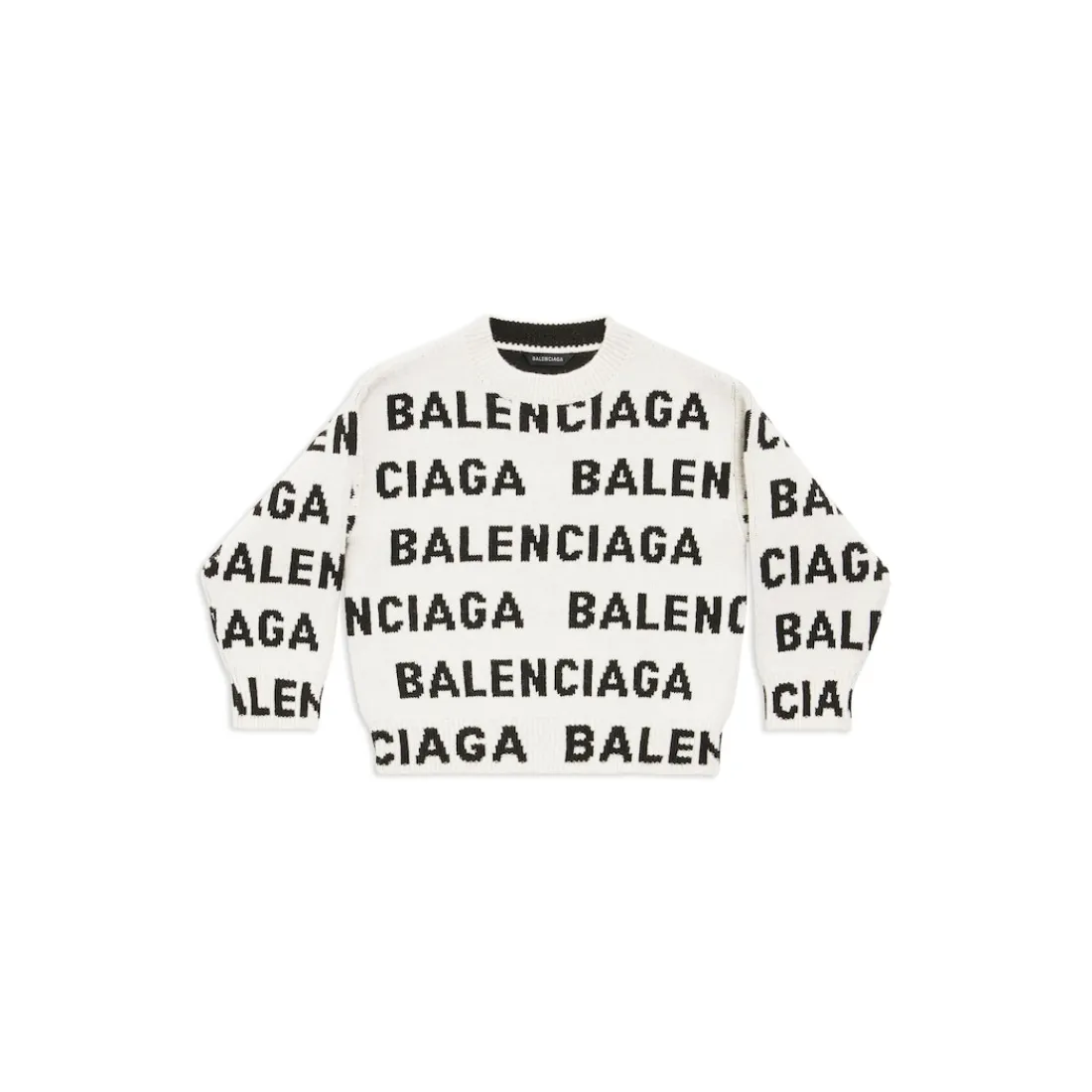 Balenciaga Kids | Kids-Bambini - Pullover Bal Horizontal Allover in Bianco/nero