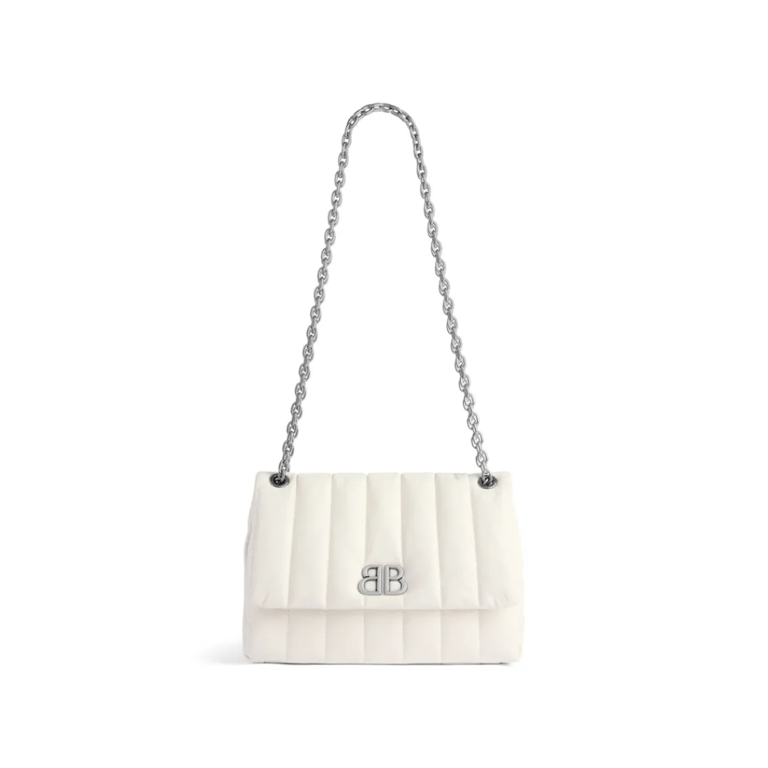 Balenciaga Borse A Spalla | Borse Con Catena-Borsa Monaco Mini Trapuntata  da Donna in Bianco