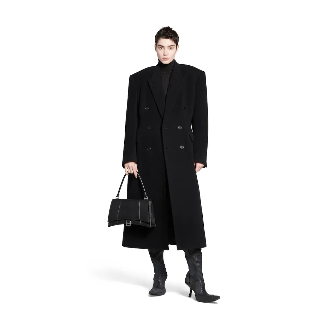 Balenciaga Cappotti E Giacche-Cappotto Cinched da Donna in Nero