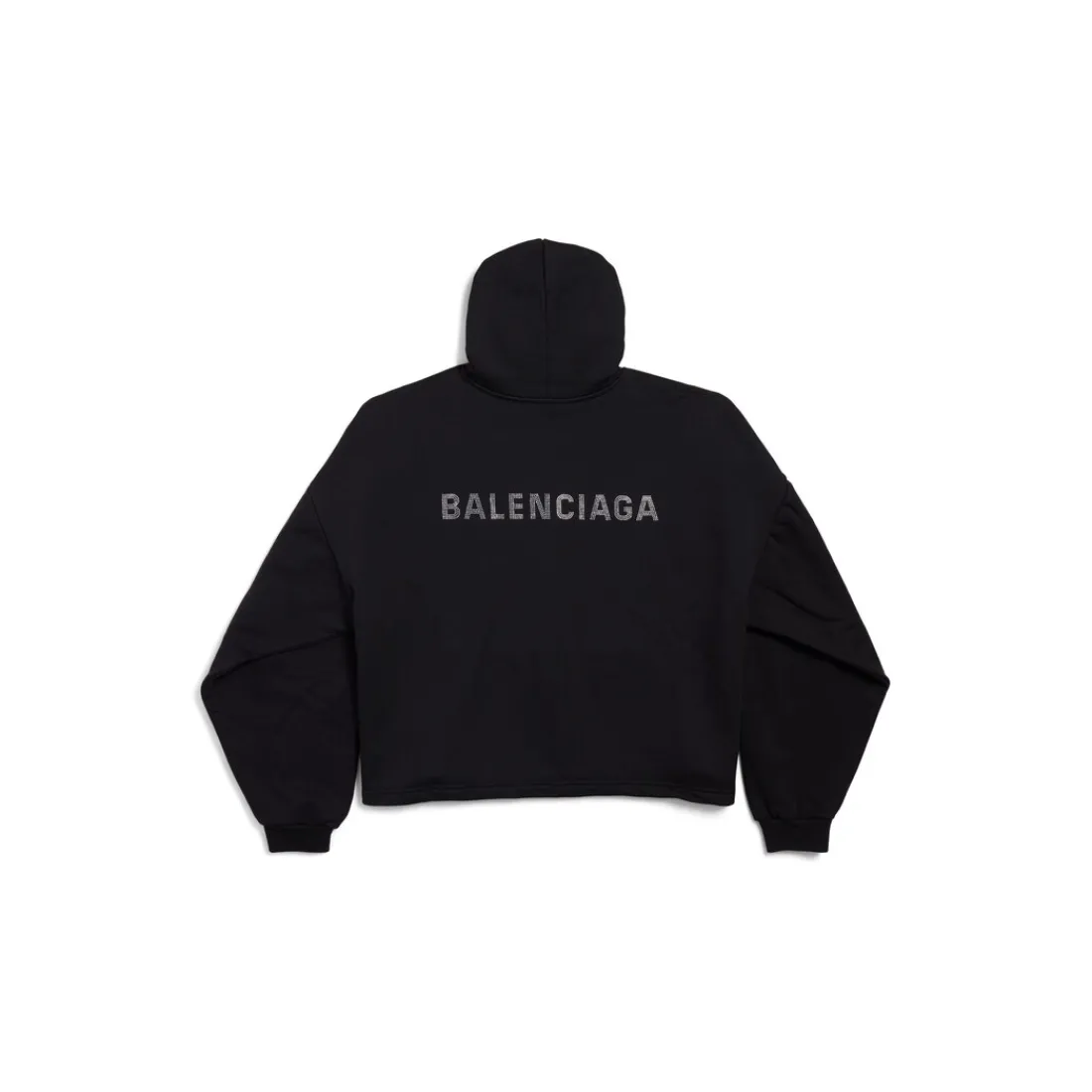 Balenciaga Felpe-Cropped Hoodie Back Strass da Donna in Nero