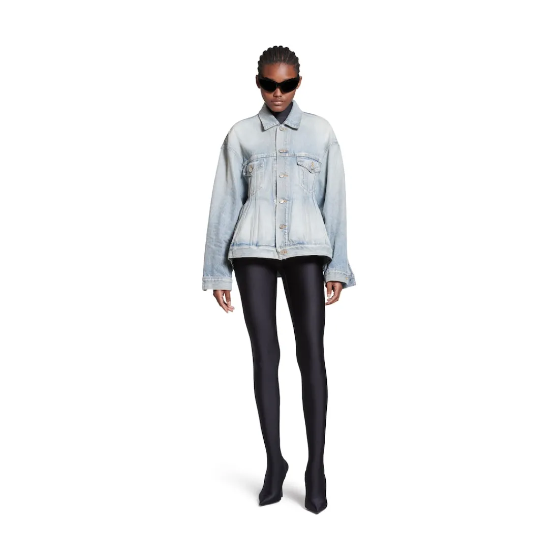 Balenciaga Cappotti E Giacche | Denim-Giacca Hourglass da Donna in Azzurro