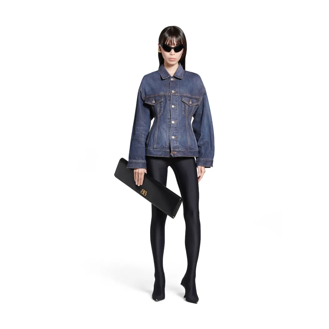 Balenciaga Cappotti E Giacche | Denim-Giacca Hourglass da Donna in Blu Scuro Bluscuro