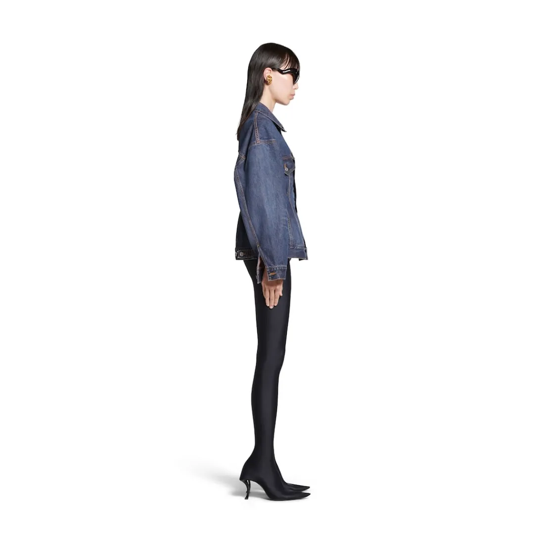 Balenciaga Cappotti E Giacche | Denim-Giacca Hourglass da Donna in Blu Scuro Bluscuro