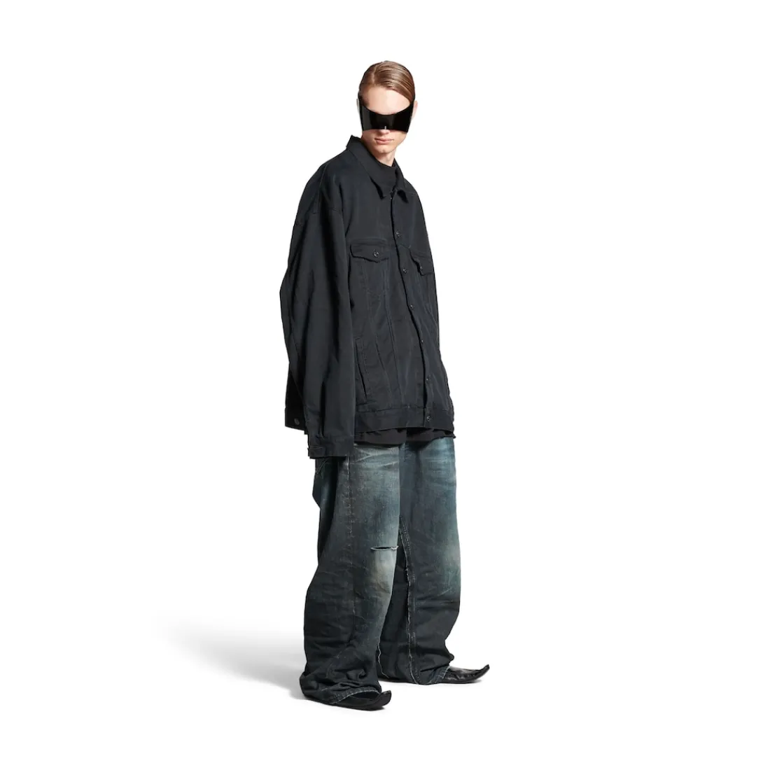 Balenciaga Cappotti E Giacche | Denim-Giacca Oversize da Uomo in Nero