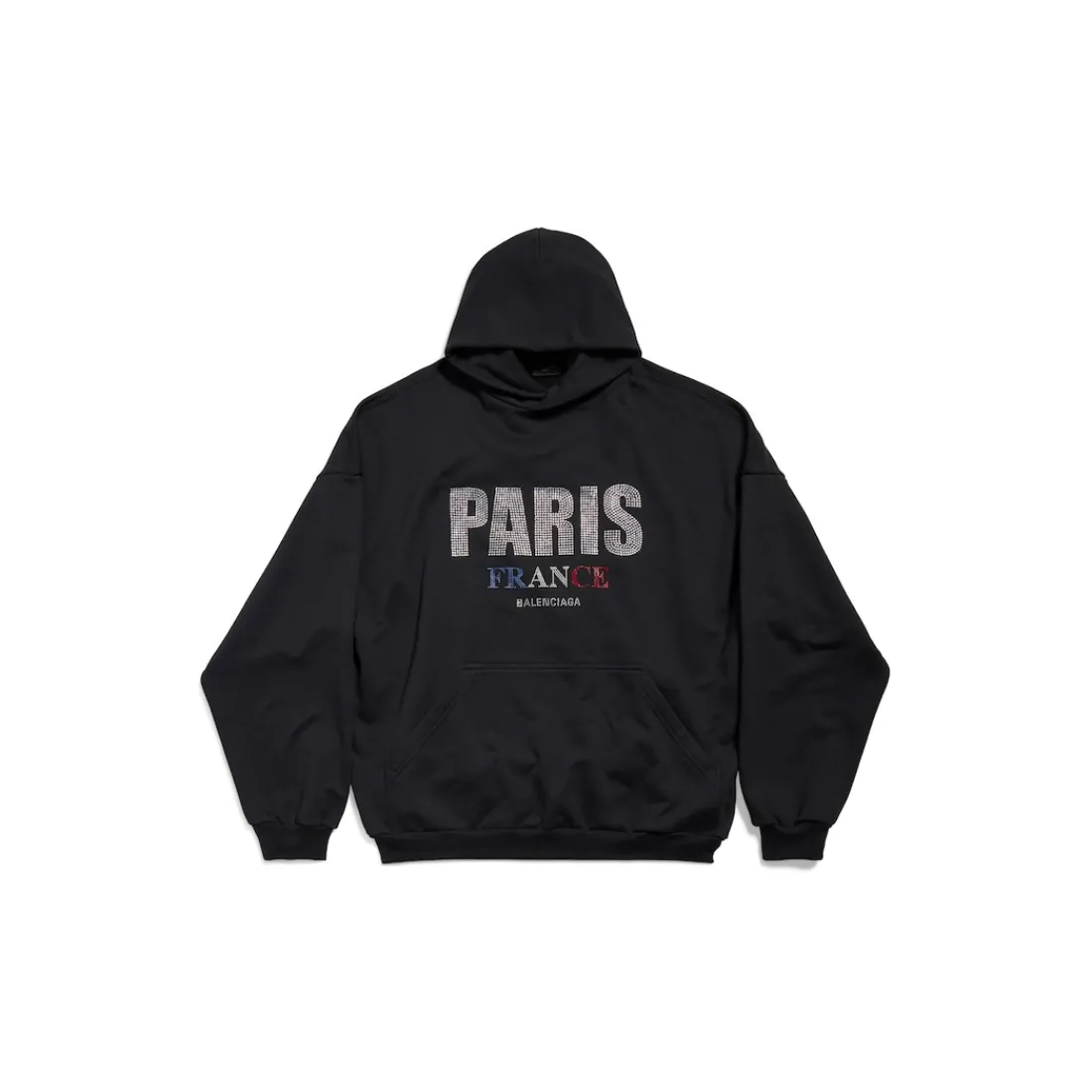 Balenciaga Felpe | Felpe-Hoodie Paris Strass Large Fit  in Nero