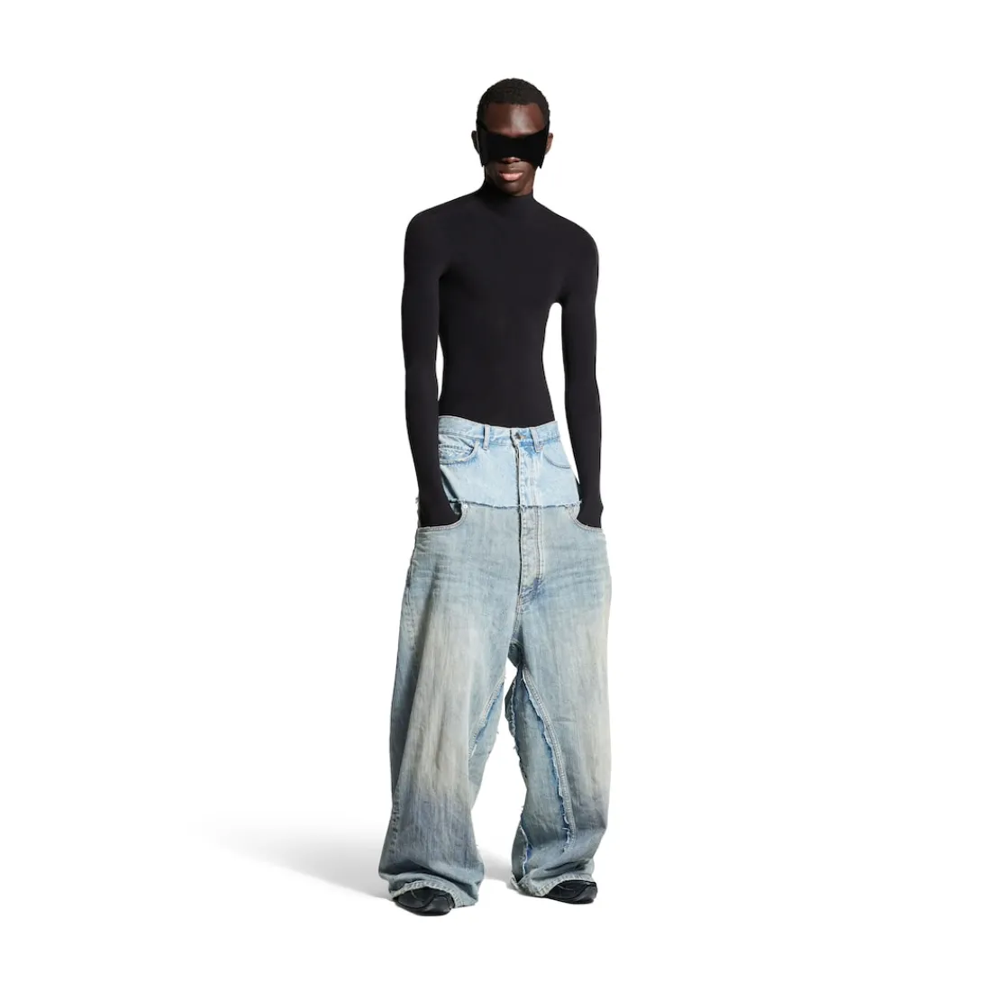 Balenciaga Pantaloni | Denim-Pantaloni Baggy Cut-up da Uomo in Blu