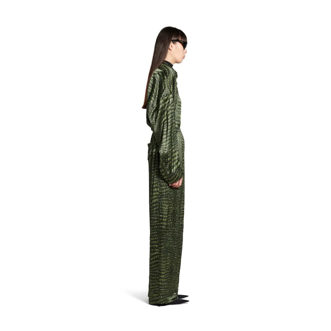 Balenciaga Pantaloni-Pantaloni Stile Pigiama da Donna in Verde