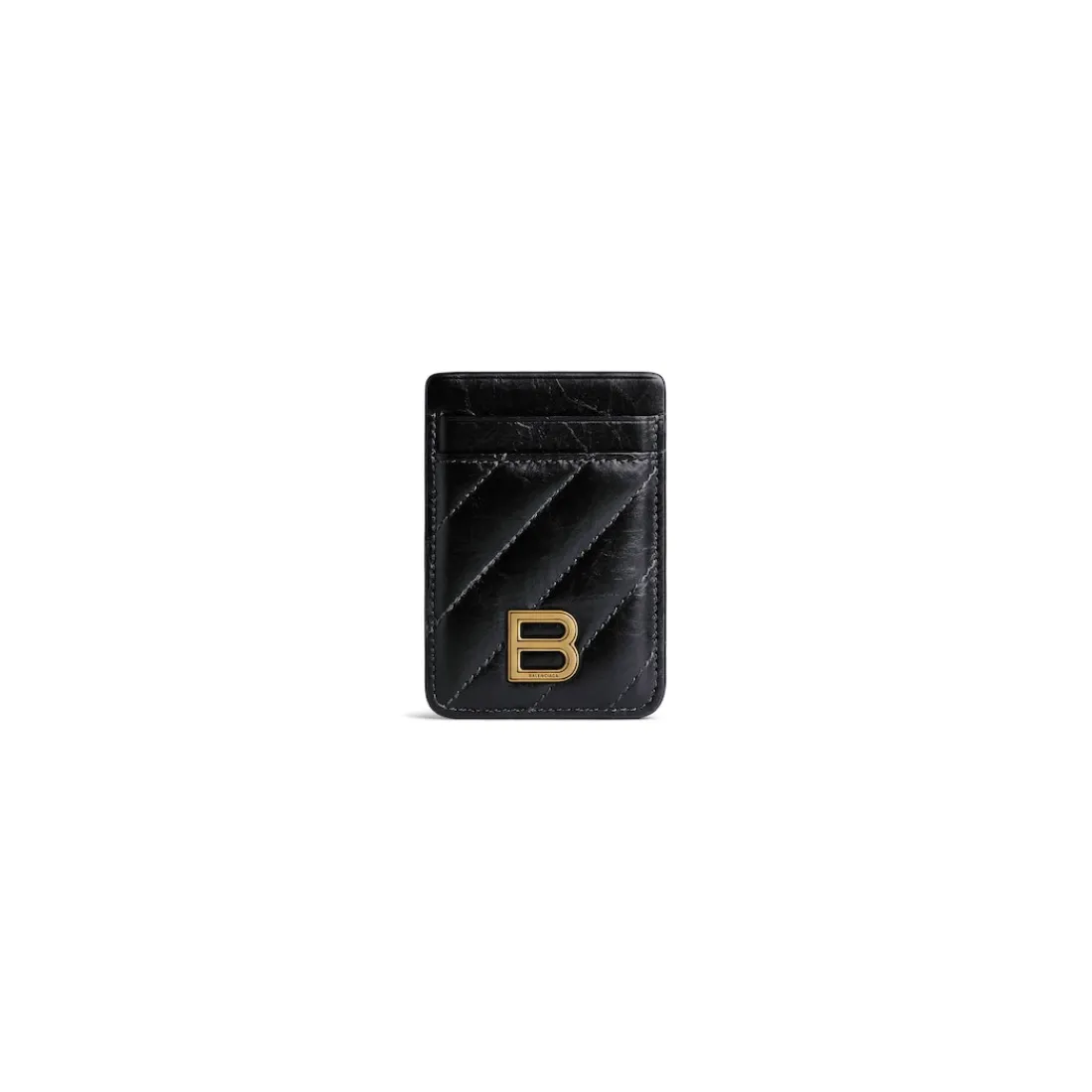 Balenciaga Porta Carte | Accessori Per Il Telefono E Portachiavi-Portacarte Magnetico Crush Trapuntato da Donna in Nero