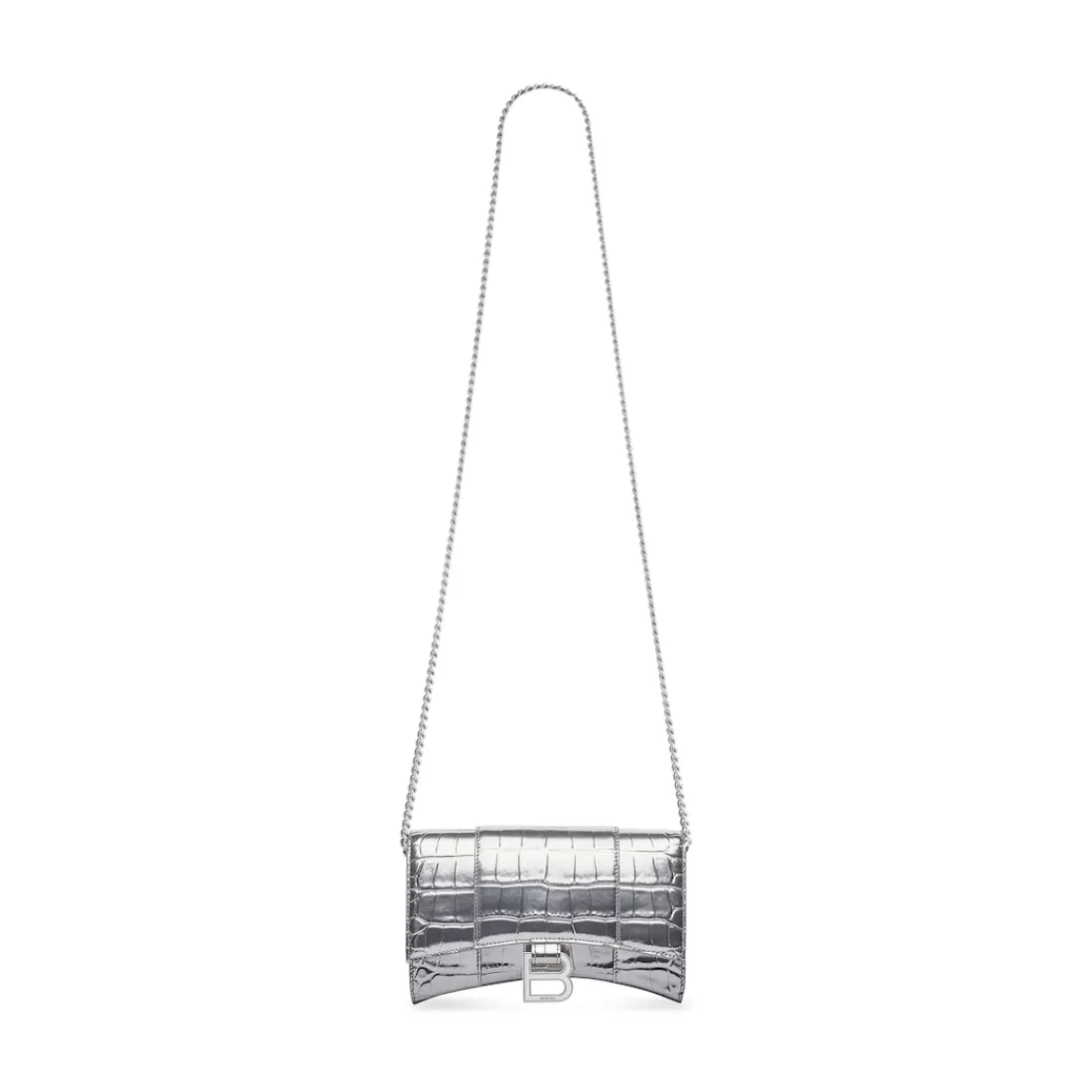 Balenciaga Borse Con Catena | Mini Borse-Portafoglio Hourglass Con Catena da Donna in Argento