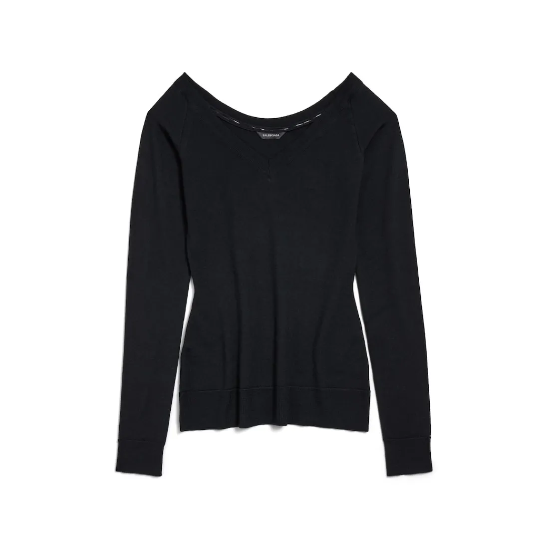 Balenciaga Maglieria-Pullover Off Shoulder V-neck da Uomo in Nero