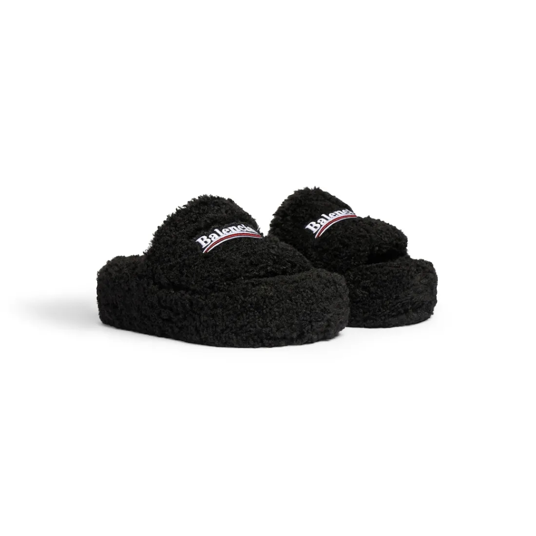 Balenciaga Sandali E Slip-on-Sandali Con Zeppa Furry da Donna in Nero