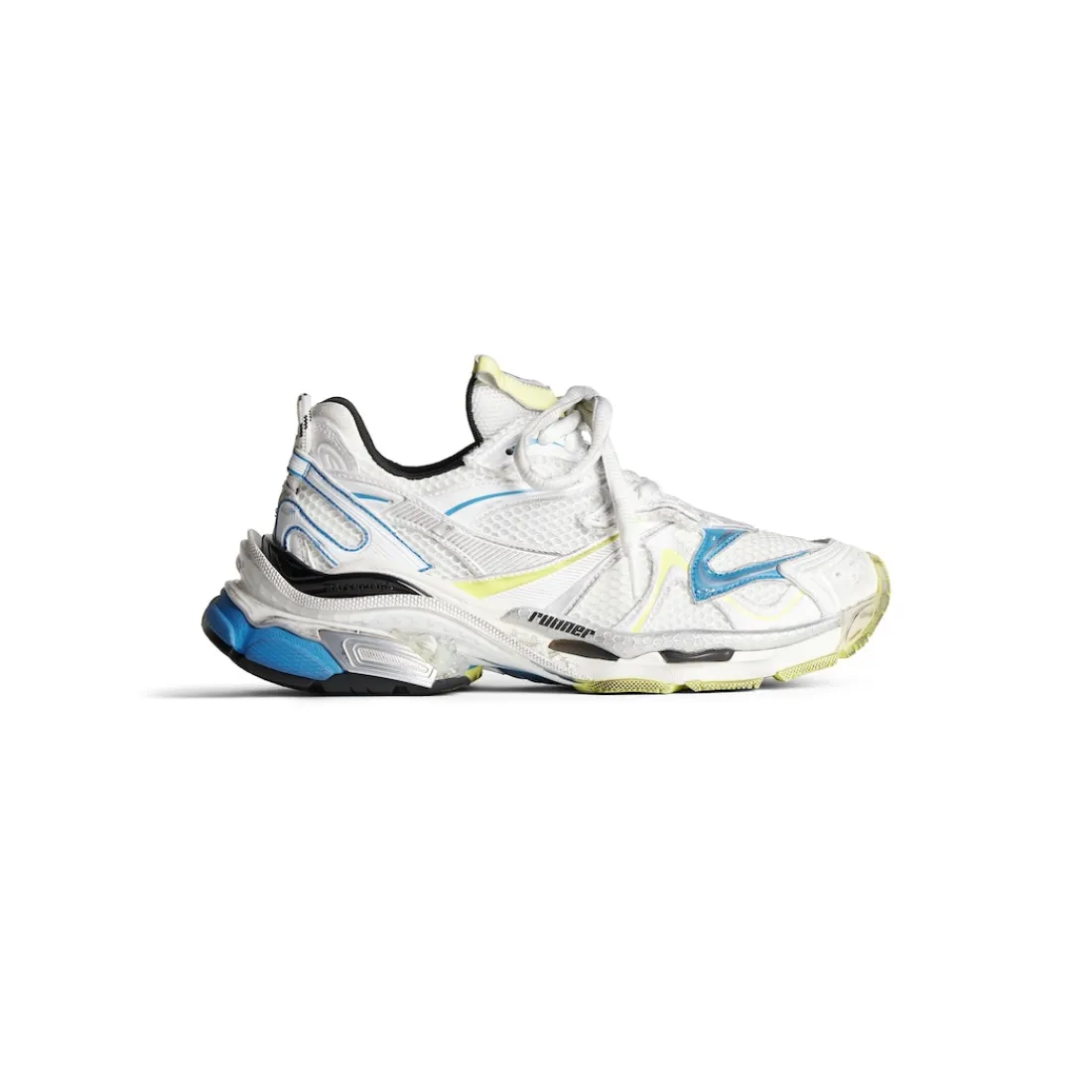 Balenciaga Sneakers-Sneaker Runner 2.0 da Uomo in Bianco/giallo/blu