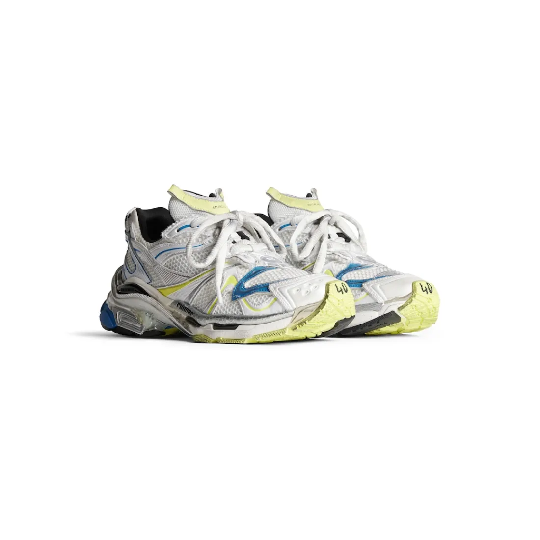 Balenciaga Sneakers-Sneaker Runner 2.0 da Uomo in Bianco/giallo/blu