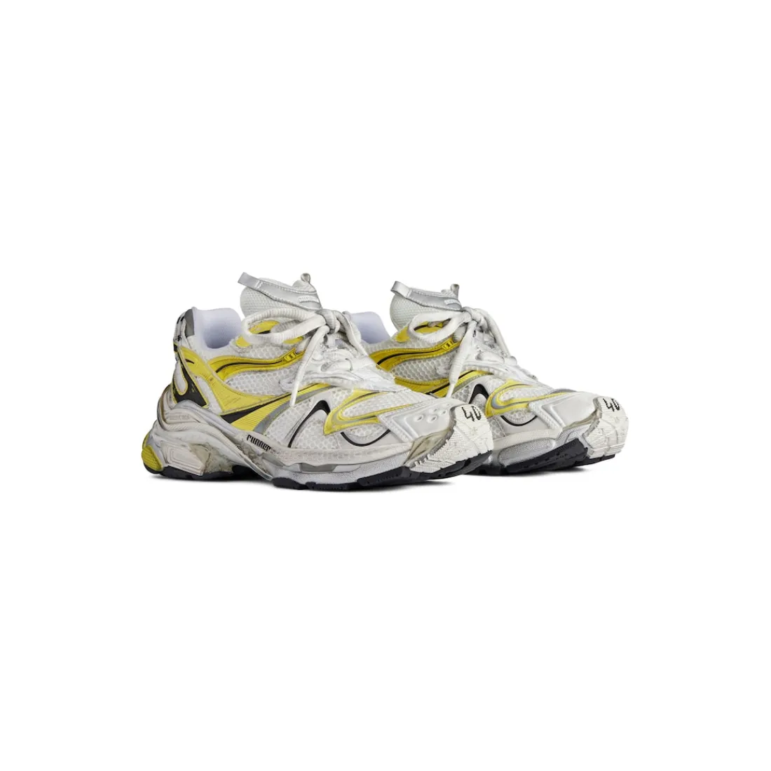 Balenciaga Sneakers-Sneaker Runner 2.0  da Uomo in Bianco/giallo/nero