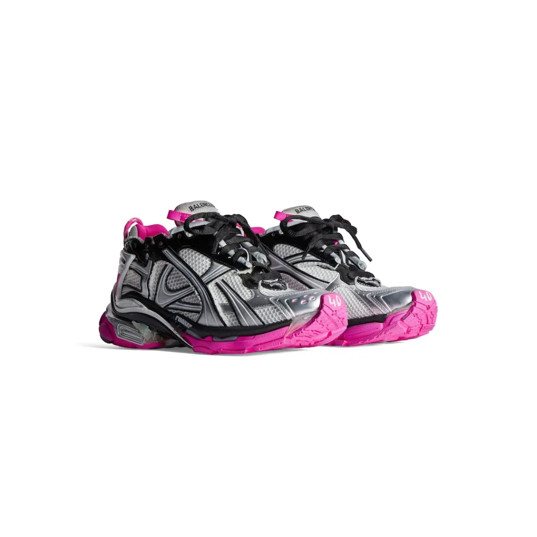 Balenciaga Sneakers-Sneaker Runner da Donna in Argento/black/rosa Fluo Argento/black/rosafluo