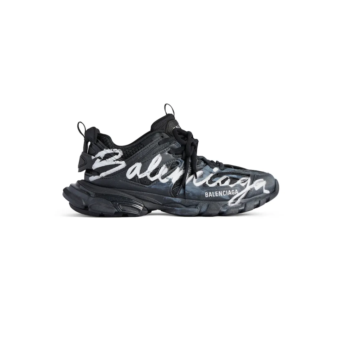 Balenciaga Sneakers-Sneaker Track Signature da Uomo in Nero/bianco