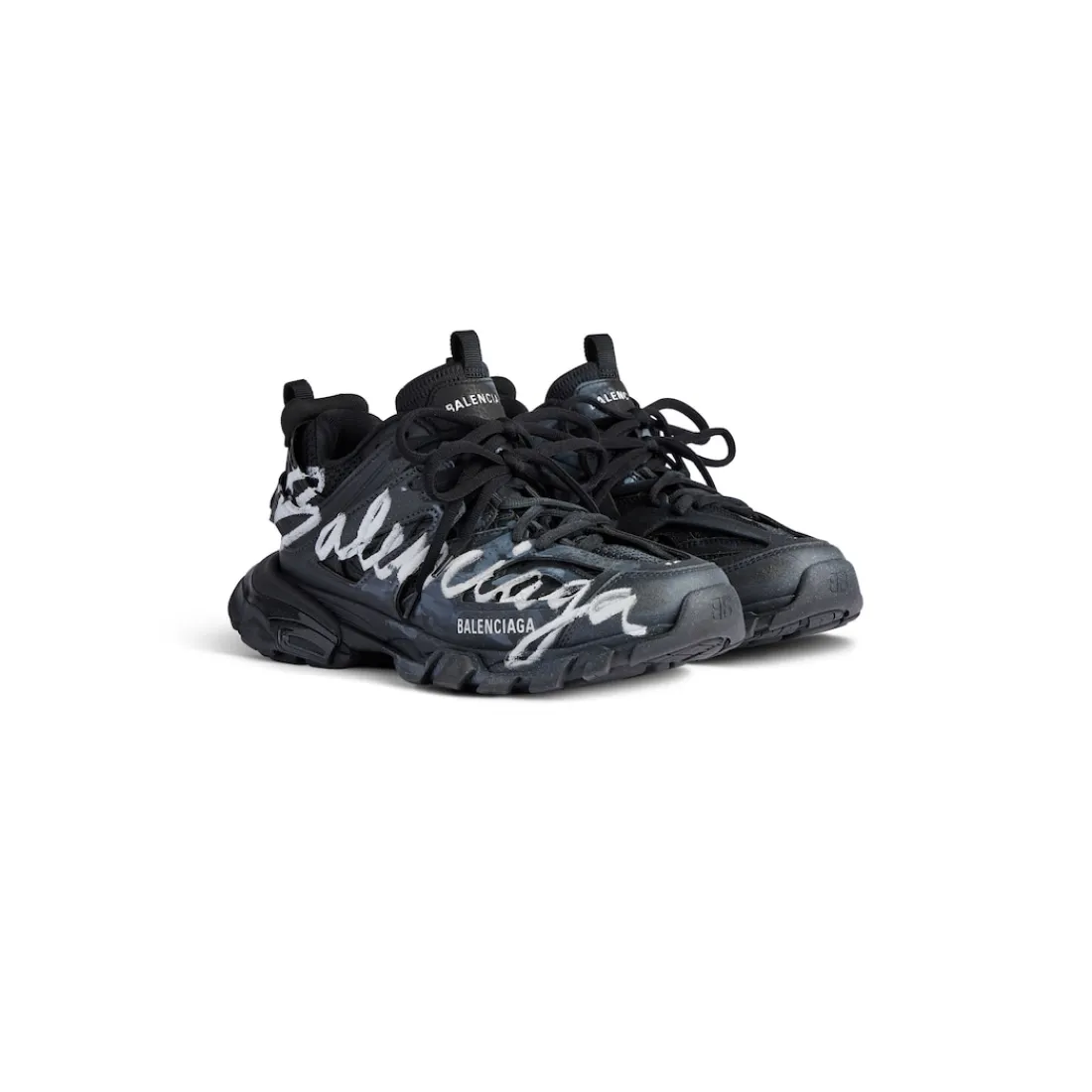 Balenciaga Sneakers-Sneaker Track Signature da Uomo in Nero/bianco