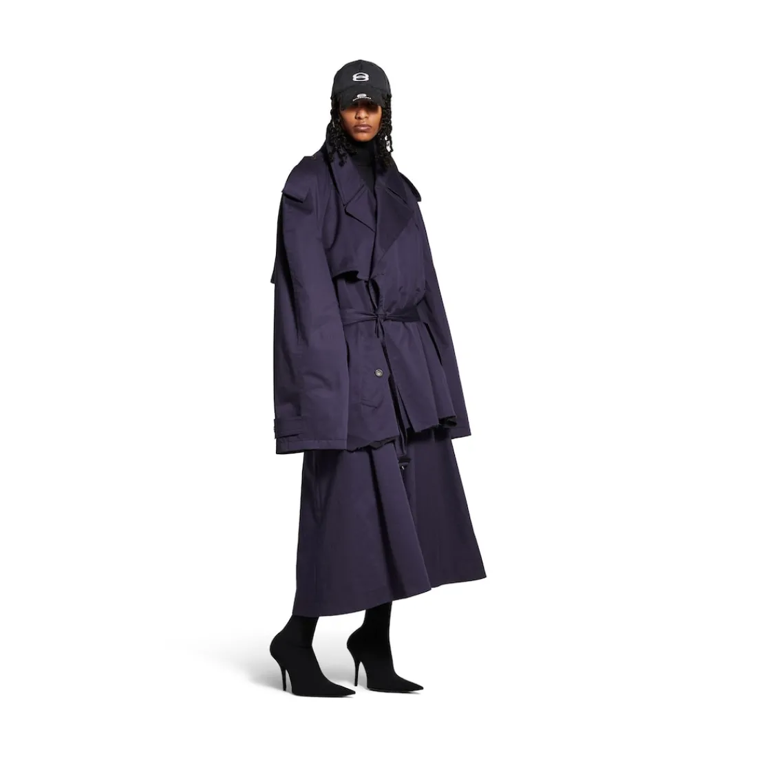 Balenciaga Cappotti E Giacche-Trench Cropped  da Donna in Navy Scuro Navyscuro