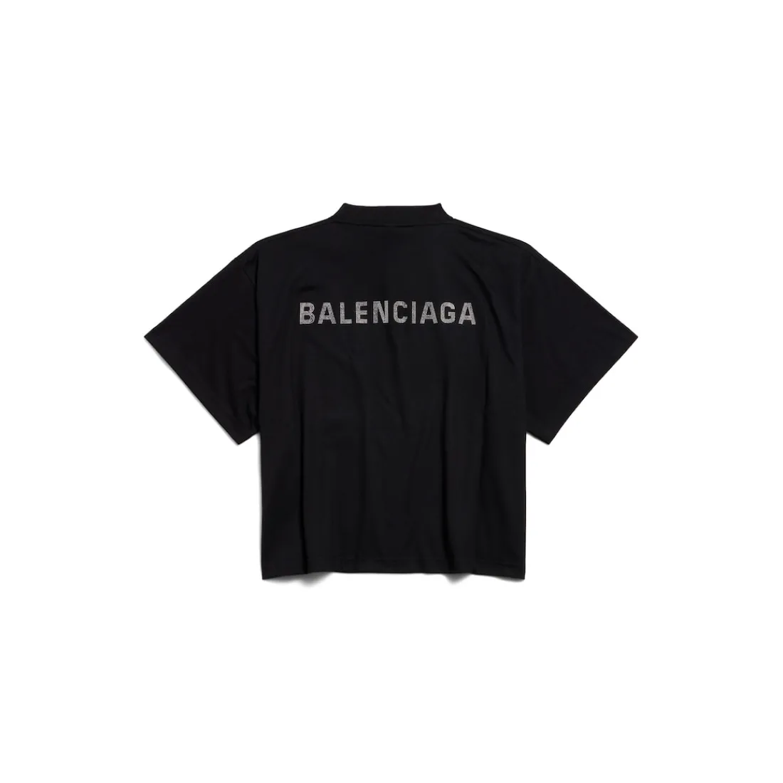 Balenciaga T-shirts-T-shirt Cropped Back Strass da Donna in Nero