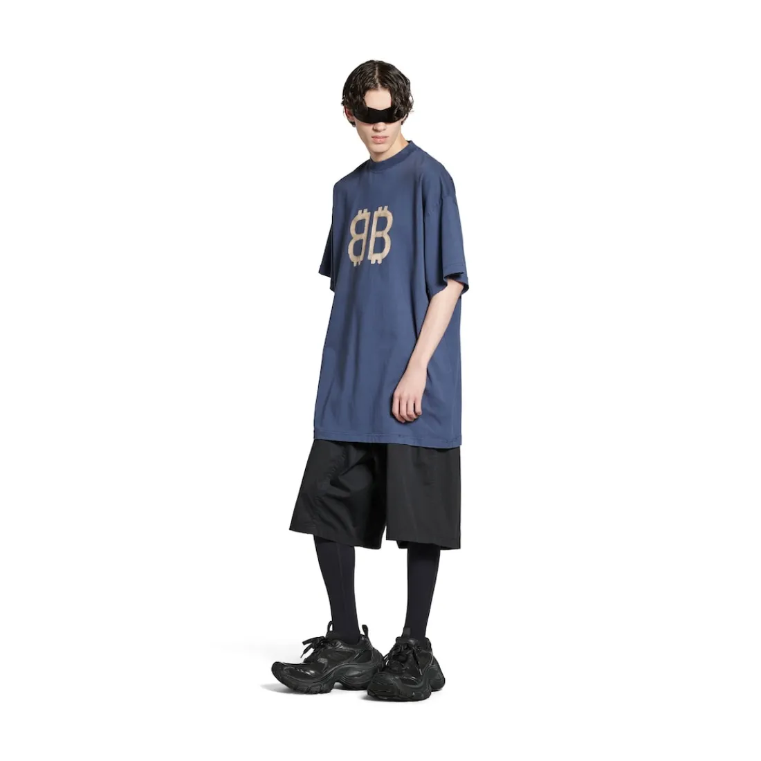 Balenciaga T-shirts-T-shirt Crypto Oversize da Uomo in Blu