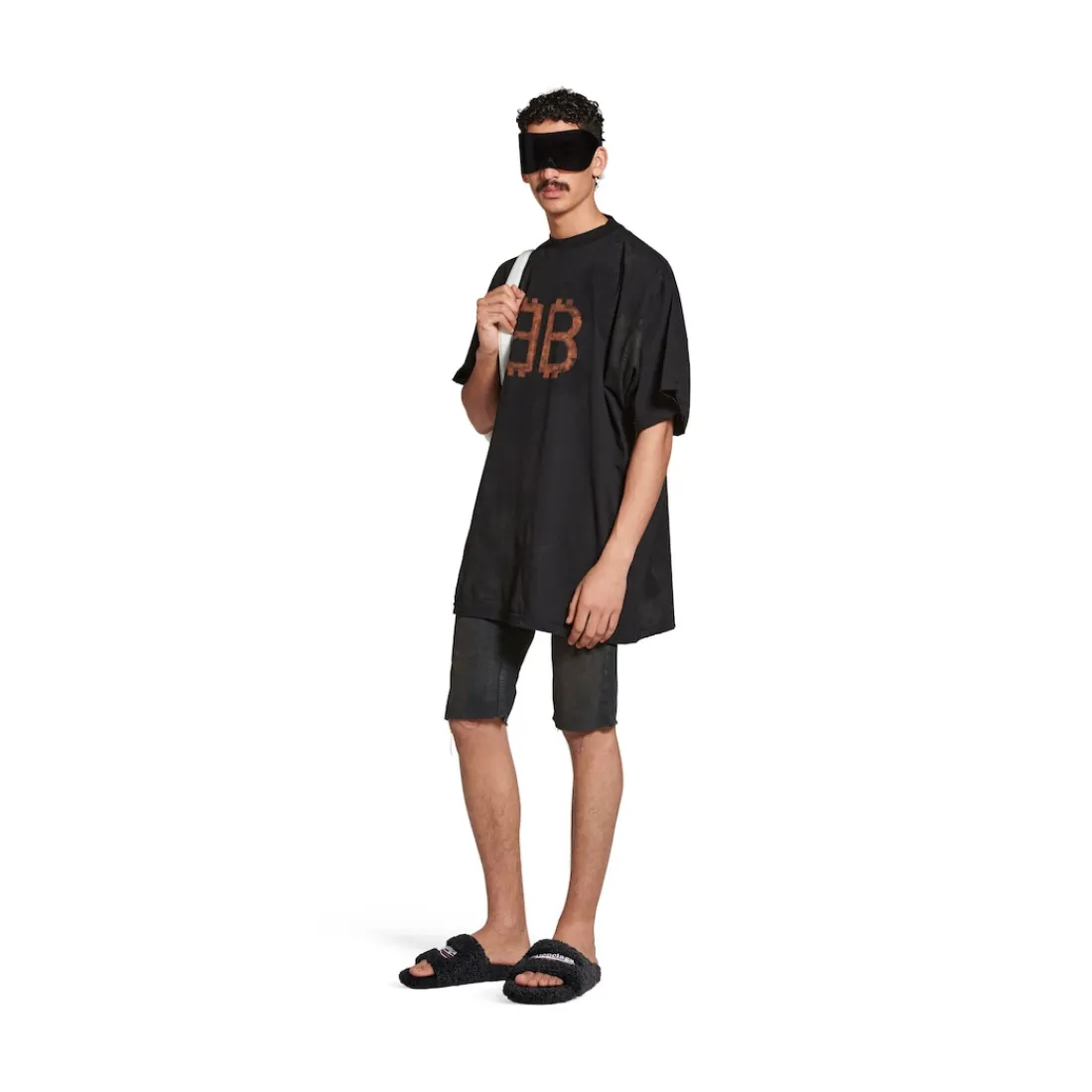 Balenciaga T-shirts | T-shirts-T-shirt Crypto Oversize in Nero Délavé Nerodélavé