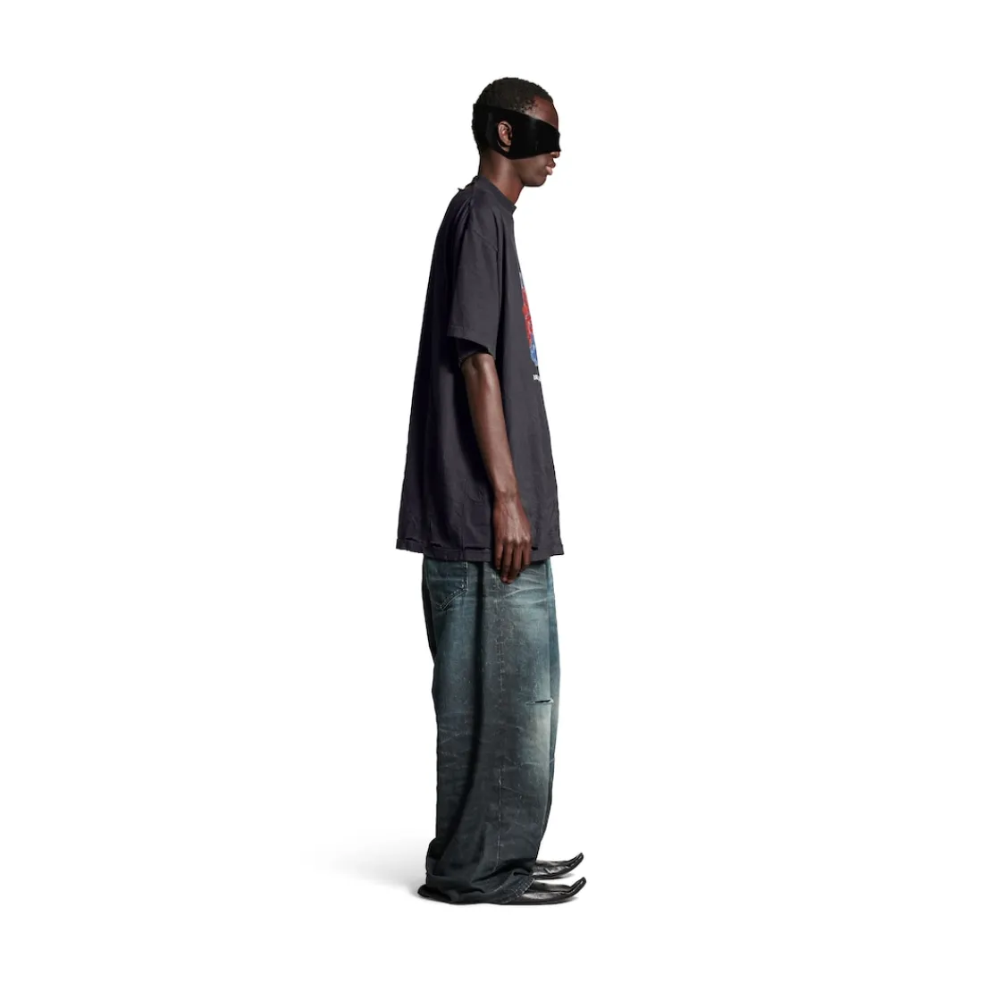 Balenciaga T-shirts-T-shirt Planet Earth Oversize da Uomo in Nero