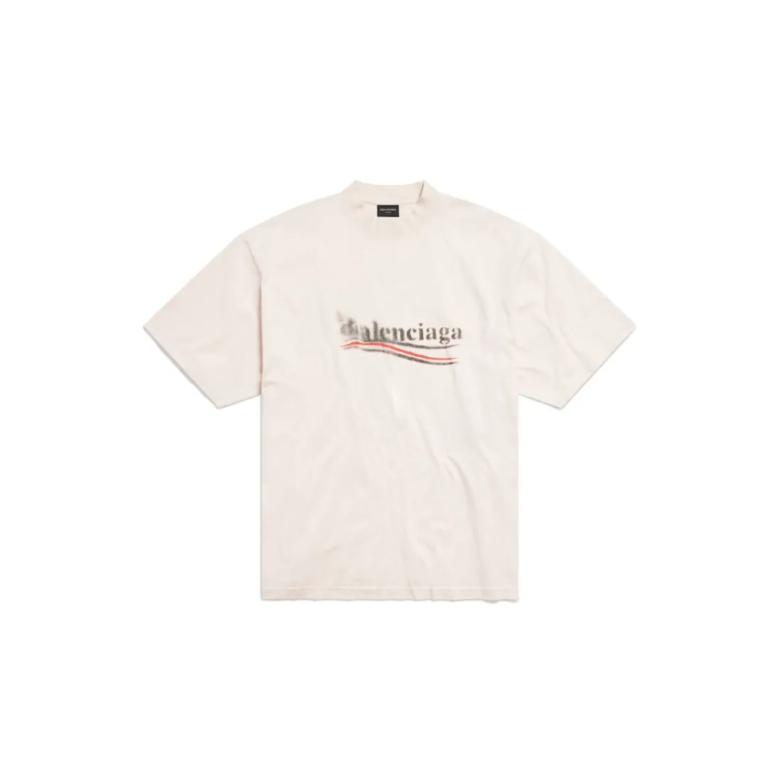 Balenciaga T-shirts | T-shirts-T-shirt Political Stencil Medium Fit in Bianco Sporco/nero Biancosporco/nero